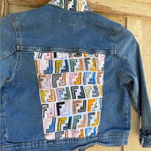 Kids Denim Jacket with Designer Colorful Pattern